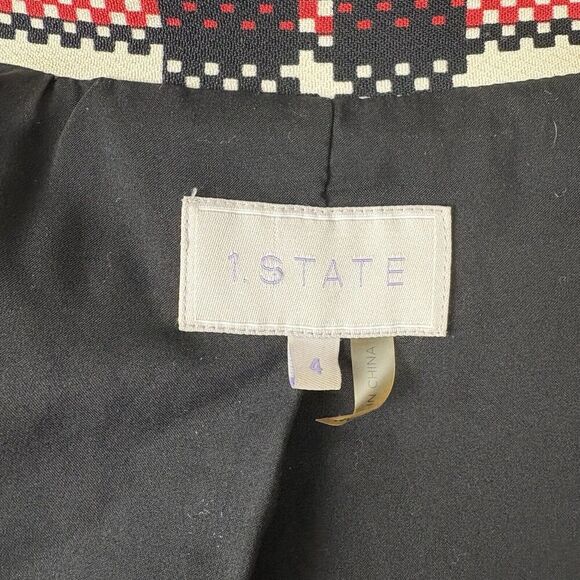 1.State Blazer Womens Size 4 Black Red Digital Plaid Fitted Preppy Vintage Y2K‎ - Picture 14 of 14